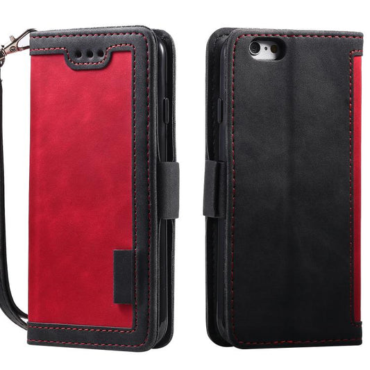 For iPhone 16e Retro Splicing Horizontal Flip Leather Phone Case(Red) - iPhone 16e Cases by PMC Jewellery | Online Shopping South Africa | PMC Jewellery | Buy Now Pay Later Mobicred