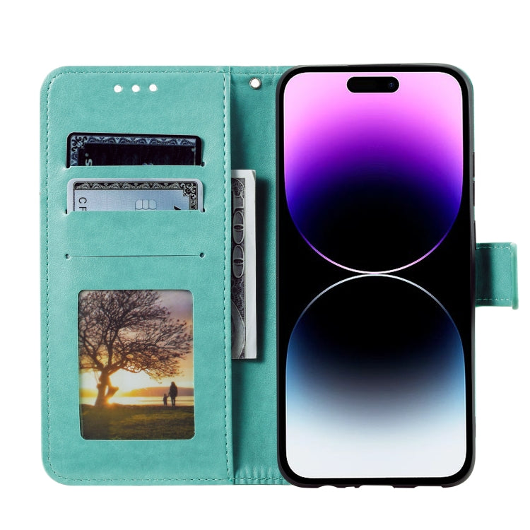 For iPhone 16 Plus Totem Flower Embossed Leather Phone Case(Green) - iPhone 16 Plus Cases by PMC TechLife | Online Shopping South Africa | PMC TechLife | Buy Now Pay Later Mobicred