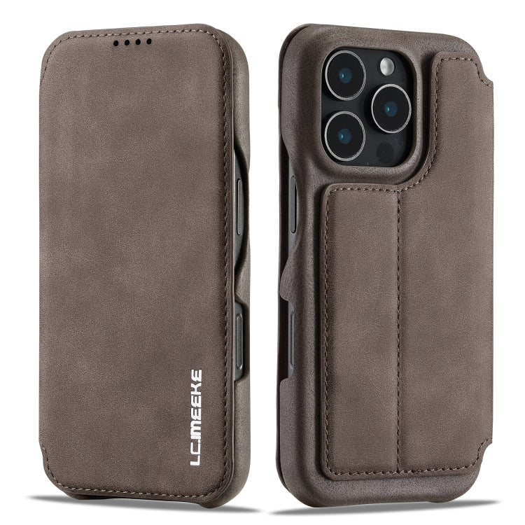 For iPhone 16 Pro Max LC.IMEEKE Hon Ancient Series Flip Leather Phone Case(Coffee) - iPhone 16 Pro Max Cases by LC.IMEEKE | Online Shopping South Africa | PMC Jewellery | Buy Now Pay Later Mobicred