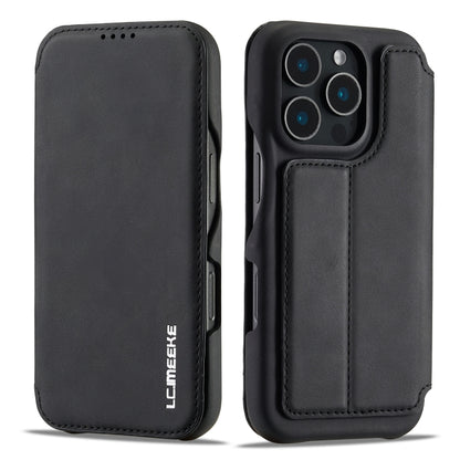 For iPhone 16 Pro LC.IMEEKE Hon Ancient Series Flip Leather Phone Case(Black) - iPhone 16 Pro Cases by LC.IMEEKE | Online Shopping South Africa | PMC Jewellery | Buy Now Pay Later Mobicred