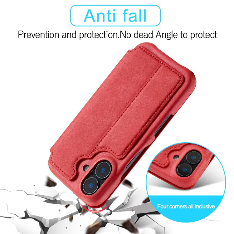 For iPhone 16 Plus LC.IMEEKE Hon Ancient Series Flip Leather Phone Case(Red) - iPhone 16 Plus Cases by LC.IMEEKE | Online Shopping South Africa | PMC Jewellery | Buy Now Pay Later Mobicred