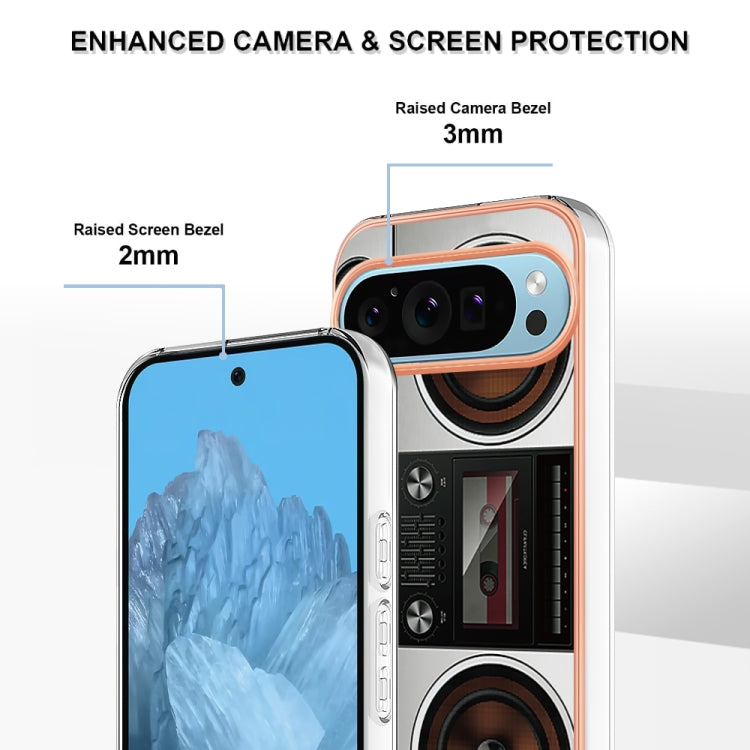 For Google Pixel 9 Pro XL Electroplating Dual-side IMD Phone Case(Retro Radio) - Google Cases by PMC Jewellery | Online Shopping South Africa | PMC Jewellery | Buy Now Pay Later Mobicred