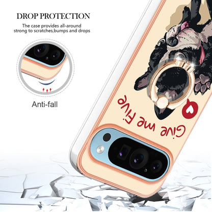 For Google Pixel 9 Pro XL Electroplating Dual-side IMD Phone Case with Ring Holder(Lucky Dog) - Google Cases by PMC Jewellery | Online Shopping South Africa | PMC Jewellery | Buy Now Pay Later Mobicred