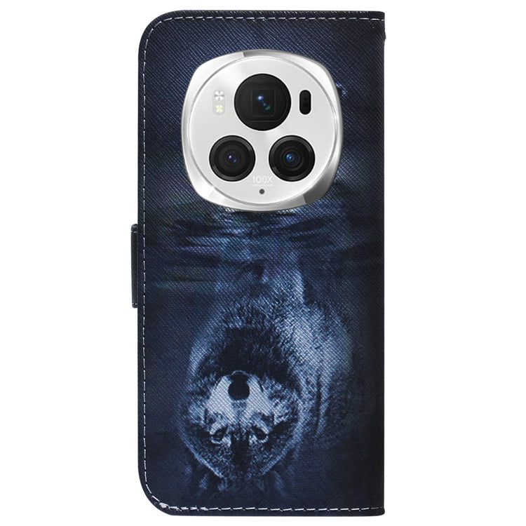 For Honor Magic6 Pro Coloured Drawing Flip Leather Phone Case(Wolf and Dog) - Honor Cases by PMC Jewellery | Online Shopping South Africa | PMC Jewellery | Buy Now Pay Later Mobicred