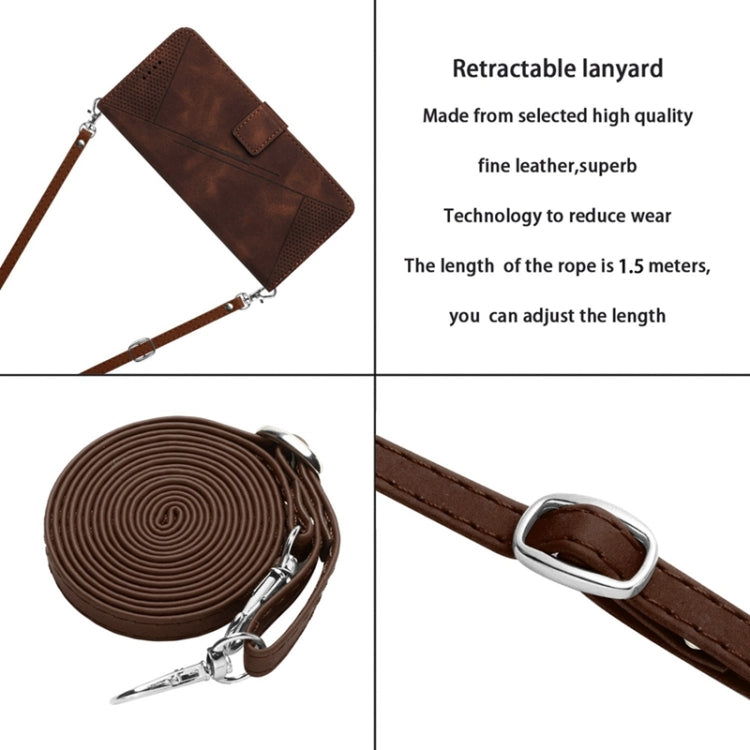 For OPPO A54 / A74 / A93 Dream Triangle Leather Phone Case with Lanyard(Brown) - OPPO Cases by PMC TechLife | Online Shopping South Africa | PMC TechLife | Buy Now Pay Later Mobicred