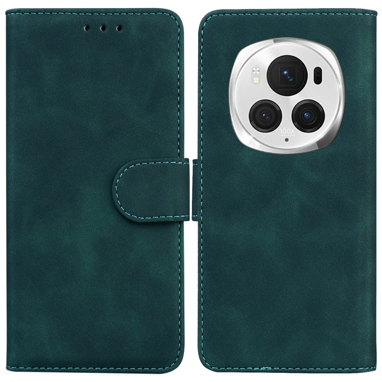 For Honor Magic6 Pro Skin Feel Pure Color Flip Leather Phone Case(Green) - Honor Cases by PMC Jewellery | Online Shopping South Africa | PMC Jewellery | Buy Now Pay Later Mobicred