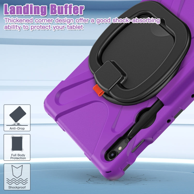 For Samsung Galaxy Tab S9 / S8 / S7 Silicone Hybrid PC Tablet Case with Holder & Shoulder Strap(Purple) - Other Galaxy Tab PC by PMC Jewellery | Online Shopping South Africa | PMC Jewellery | Buy Now Pay Later Mobicred