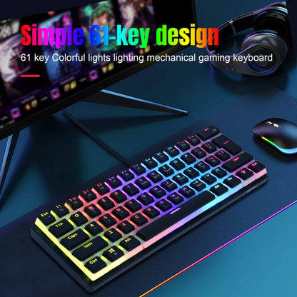 HXSJ L700 Wired RGB Mechanical Keyboard 61 Pudding Key Caps(Black) - Wired Keyboard by HXSJ | Online Shopping South Africa | PMC Jewellery | Buy Now Pay Later Mobicred