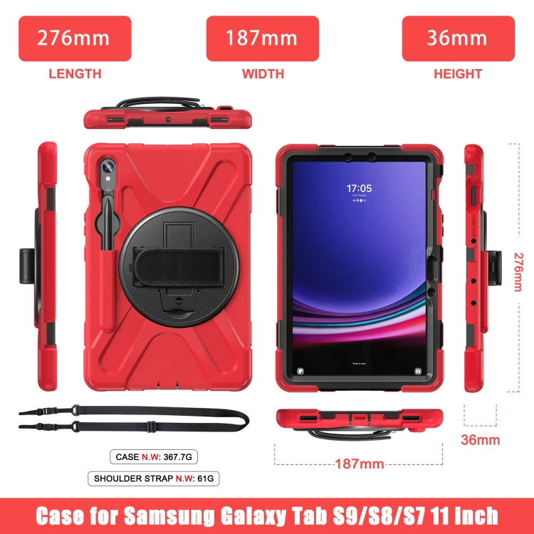 For Samsung Galaxy Tab S9 / S8 / S7 Rotary Handle Grab TPU + PC Tablet Case(Red) - Galaxy Tab S9 Cases by PMC Jewellery | Online Shopping South Africa | PMC Jewellery | Buy Now Pay Later Mobicred