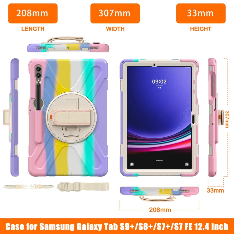 For Samsung Galaxy Tab S9+ / S8+ Rotary Handle Grab TPU + PC Tablet Case(Colorful Pink) - Galaxy Tab S9+ Cases by PMC Jewellery | Online Shopping South Africa | PMC Jewellery | Buy Now Pay Later Mobicred