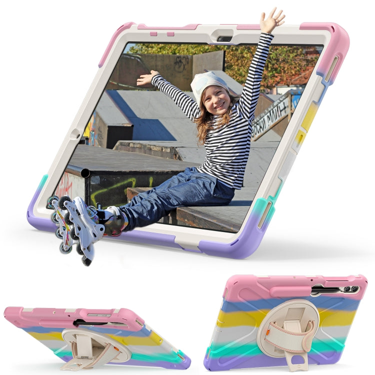 For Samsung Galaxy Tab S9+ / S8+ Rotary Handle Grab TPU + PC Tablet Case(Colorful Pink) - Galaxy Tab S9+ Cases by PMC Jewellery | Online Shopping South Africa | PMC Jewellery | Buy Now Pay Later Mobicred