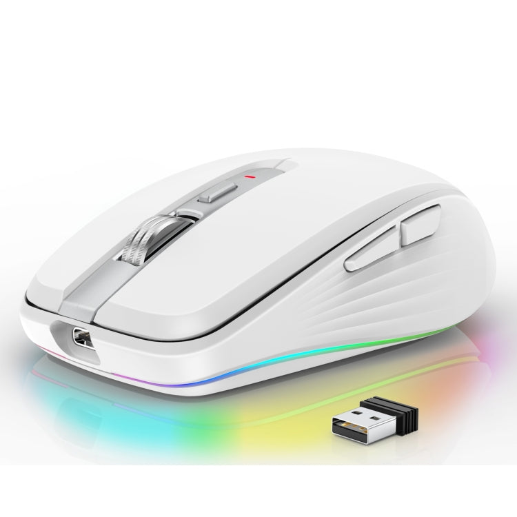 HXSJ M303 2400DPI Dual Mode 2.4GHz + Bluetooth 5.1 Wireless Mouse(White) - Wireless Mice by HXSJ | Online Shopping South Africa | PMC Jewellery | Buy Now Pay Later Mobicred