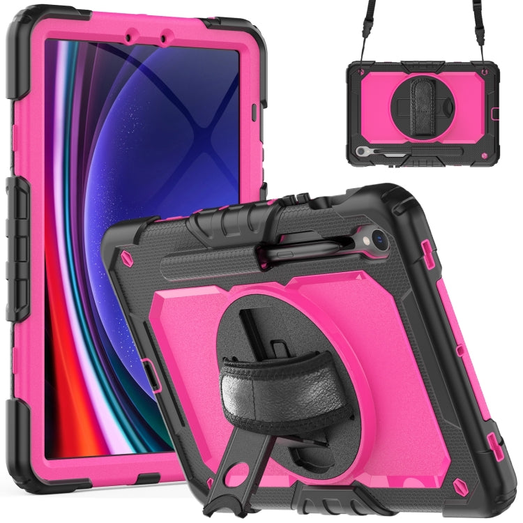 For Samsung Galaxy Tab S9 / S9 FE Silicone + PC Tablet Case(Black+Rose Red) - Galaxy Tab S9 Cases by PMC Jewellery | Online Shopping South Africa | PMC Jewellery | Buy Now Pay Later Mobicred