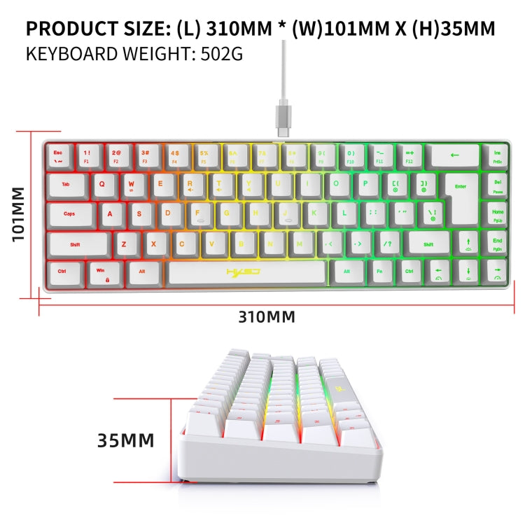 HXSJ V200 Wired RGB Backlit Mechanical Keyboard 68 Key Caps, Cable Length: 1.7m(White) - Wired Keyboard by HXSJ | Online Shopping South Africa | PMC Jewellery | Buy Now Pay Later Mobicred