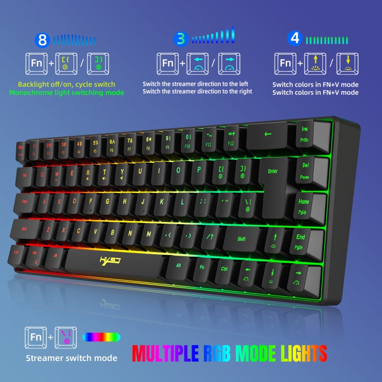 HXSJ V200 Wired RGB Backlit Mechanical Keyboard 68 Key Caps, Cable Length: 1.7m(Black) - Wired Keyboard by HXSJ | Online Shopping South Africa | PMC Jewellery | Buy Now Pay Later Mobicred