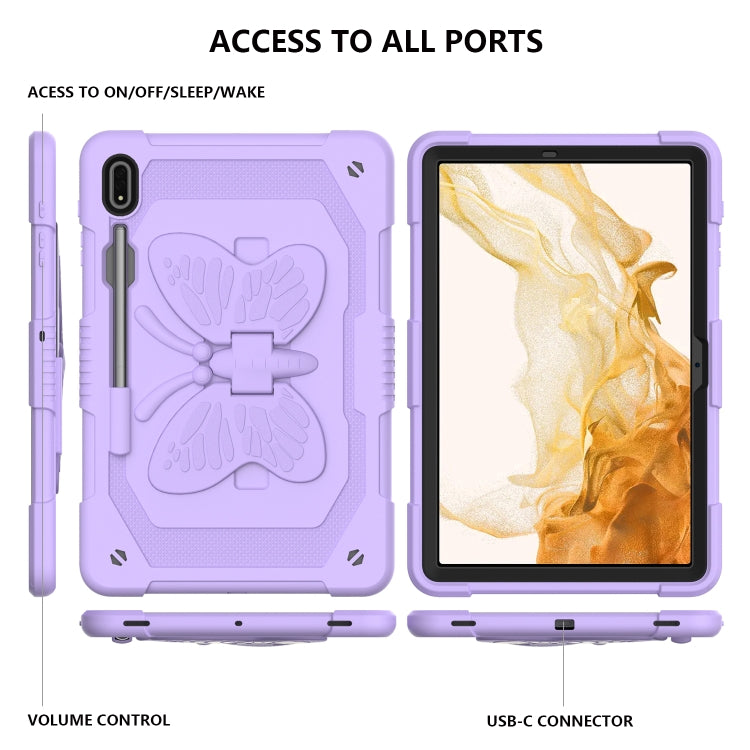 For Samsung Galaxy Tab S9+ Butterfly Kickstand Heavy Duty Hard Rugged Tablet Case(Raro Purple) - Galaxy Tab S9+ Cases by PMC Jewellery | Online Shopping South Africa | PMC Jewellery | Buy Now Pay Later Mobicred