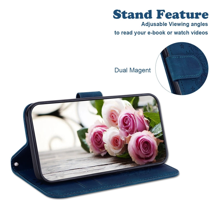 For Honor Magic6 Pro Butterfly Rose Embossed Leather Phone Case(Blue) - Honor Cases by PMC Jewellery | Online Shopping South Africa | PMC Jewellery | Buy Now Pay Later Mobicred