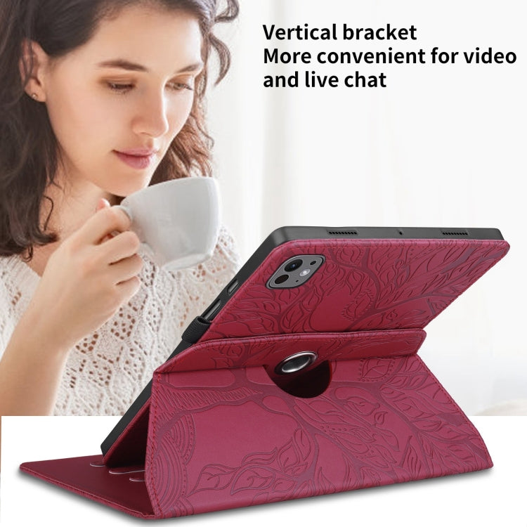 For iPad Pro 11 2024 Tree Life Embossed Rotation Leather Smart Tablet Case(Red) - iPad Pro 11 2024 Cases by PMC TechLife | Online Shopping South Africa | PMC TechLife | Buy Now Pay Later Mobicred
