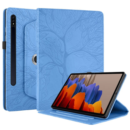 For Samsung Galaxy Tab S9 / S7 / S8 Tree Life Embossed Rotation Leather Tablet Case(Blue) - Galaxy Tab S9 Cases by PMC Jewellery | Online Shopping South Africa | PMC Jewellery | Buy Now Pay Later Mobicred