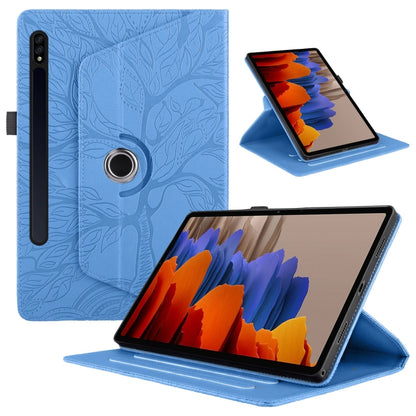 For Samsung Galaxy Tab S9+ / S8+ / S7+ Tree Life Embossed Rotation Leather Tablet Case(Blue) - Tab A7 Lite T220 / T225 by PMC Jewellery | Online Shopping South Africa | PMC Jewellery