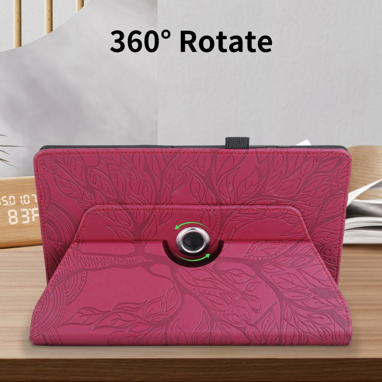 For Amazon Kindle Fire HD10 2021 Tree Life Embossed Rotation Leather Tablet Case(Red) - Amazon by PMC TechLife | Online Shopping South Africa | PMC TechLife | Buy Now Pay Later Mobicred