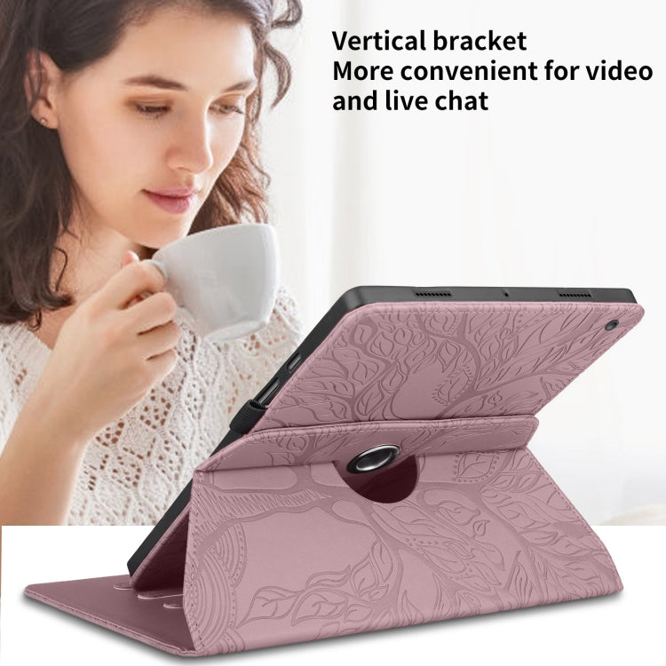 For Amazon Kindle Fire HD10 2021 Tree Life Embossed Rotation Leather Tablet Case(Rose Gold) - free shipping - PMC TechLife - Order now!
