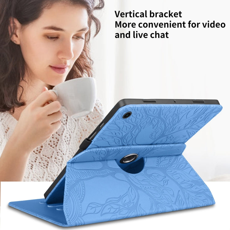 For Lenovo Tab M10 Plus 10.6 3rd Gen Tree Life Embossed Rotation Leather Smart Tablet Case(Blue) - Lenovo by PMC TechLife | Online Shopping South Africa | PMC TechLife | Buy Now Pay Later Mobicred