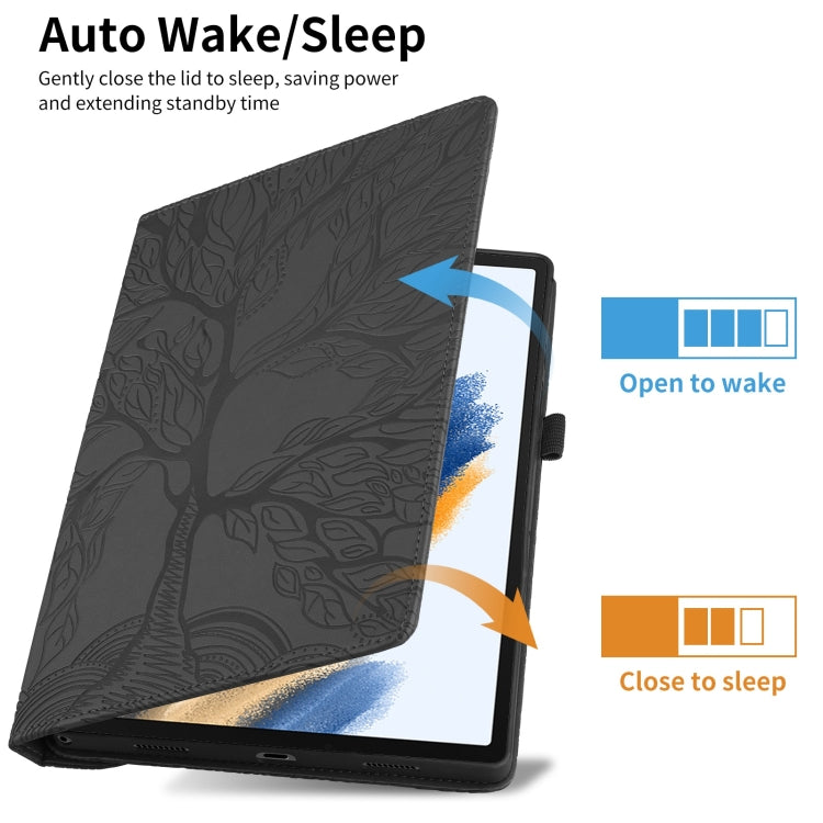 For Lenovo Tab M10 Plus 10.6 3rd Gen Tree Life Embossed Rotation Leather Smart Tablet Case(Black) - Lenovo by PMC TechLife | Online Shopping South Africa | PMC TechLife | Buy Now Pay Later Mobicred