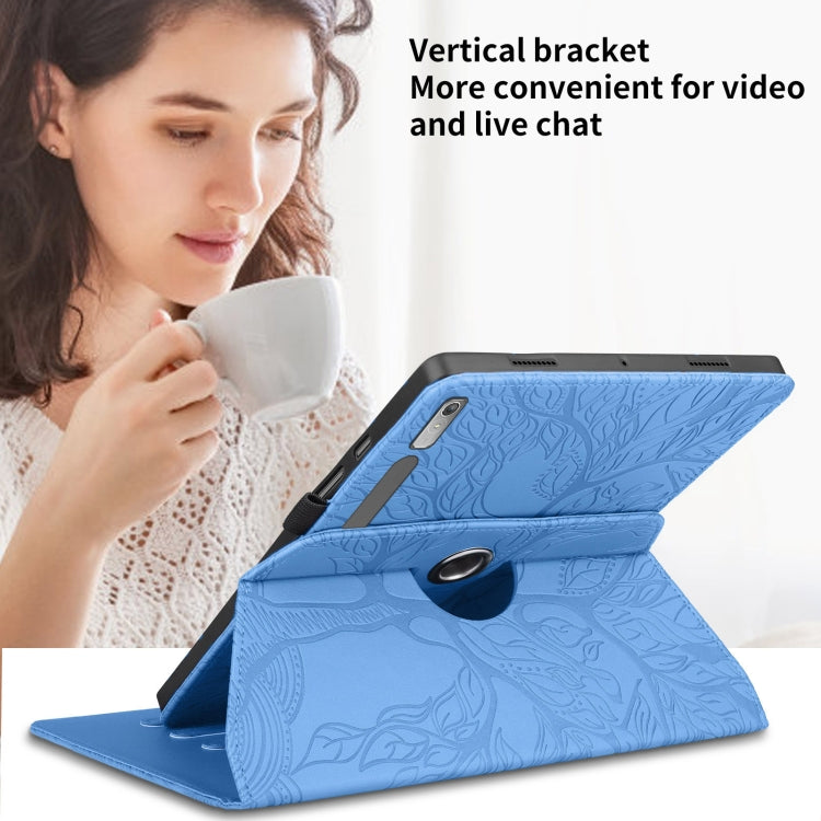 For Lenovo Tab P11 Pro 2nd / Xiaoxin Pad 11 Pro Tree Life Embossed Rotation Leather Tablet Case(Blue) - free shipping - PMC TechLife - Order now!
