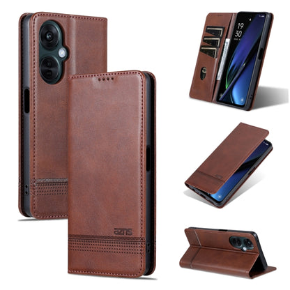 For OPPO K11 5G / OnePlus Nord CE3 AZNS Magnetic Calf Texture Flip Leather Phone Case(Dark Brown) - OPPO Cases by AZNS | Online Shopping South Africa | PMC Jewellery