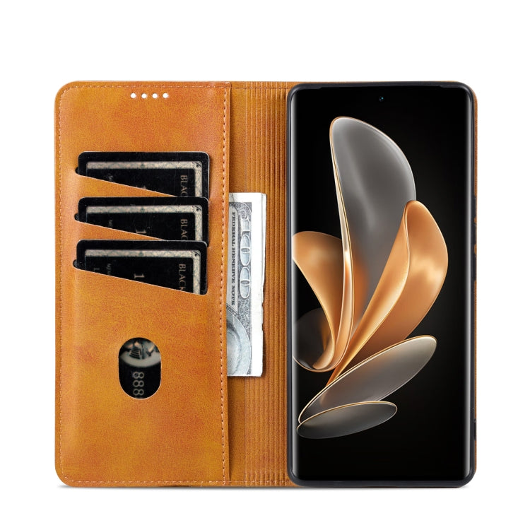 For OPPO Reno11 Pro China AZNS Magnetic Calf Texture Flip Leather Phone Case(Light Brown) - Reno11 Pro Cases by AZNS | Online Shopping South Africa | PMC Jewellery | Buy Now Pay Later Mobicred