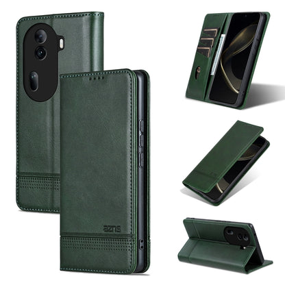 For OPPO Reno11 Pro China AZNS Magnetic Calf Texture Flip Leather Phone Case(Dark Green) - Reno11 Pro Cases by AZNS | Online Shopping South Africa | PMC Jewellery | Buy Now Pay Later Mobicred