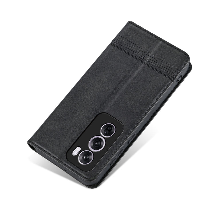 For OPPO Reno12 Global AZNS Magnetic Calf Texture Flip Leather Phone Case(Black) - Reno12 Cases by AZNS | Online Shopping South Africa | PMC Jewellery | Buy Now Pay Later Mobicred