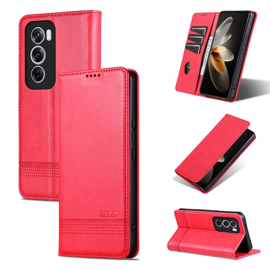 For OPPO Reno12 Pro Global AZNS Magnetic Calf Texture Flip Leather Phone Case(Red) - Reno12 Pro Cases by AZNS | Online Shopping South Africa | PMC Jewellery | Buy Now Pay Later Mobicred