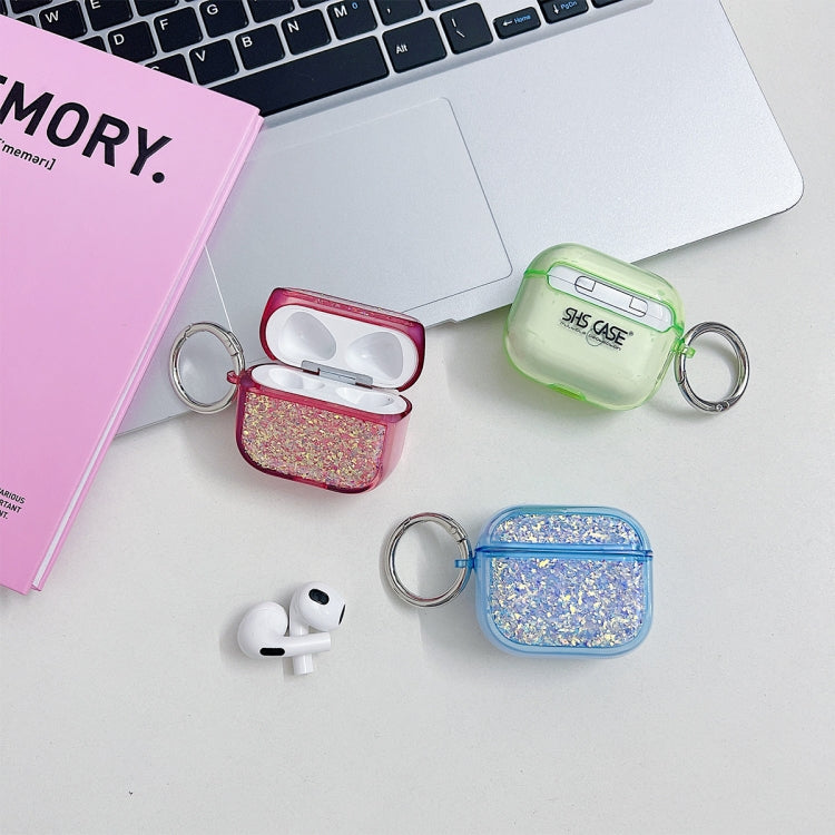 For AirPods Pro Flash Diamond Epoxy Bluetooth Earphone Protective Case(Purple) - free shipping - PMC Jewellery - Order now!