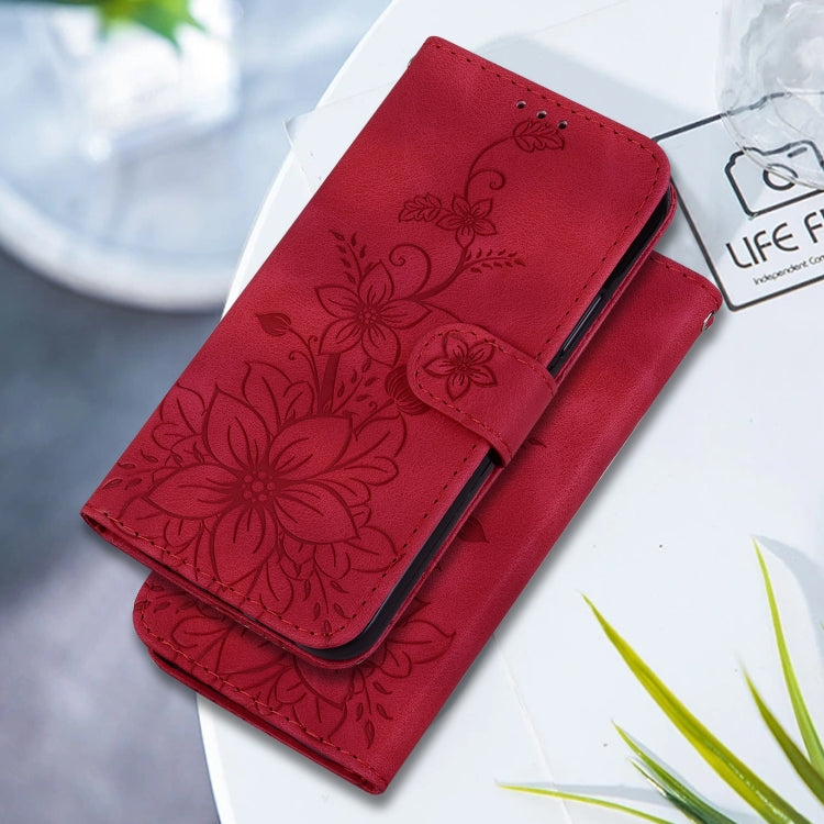 For Google Pixel 9 Pro Lily Embossed Leather Phone Case(Red) - Google Cases by PMC Jewellery | Online Shopping South Africa | PMC Jewellery | Buy Now Pay Later Mobicred