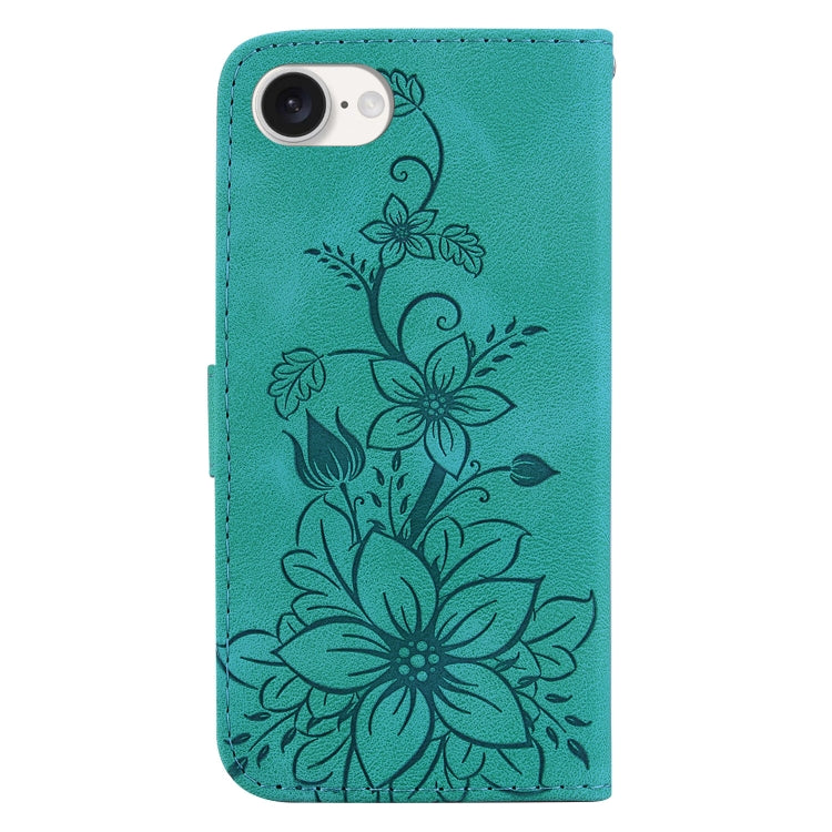 For iPhone SE 2024 Lily Embossed Leather Phone Case(Green) - More iPhone Cases by PMC Jewellery | Online Shopping South Africa | PMC Jewellery | Buy Now Pay Later Mobicred