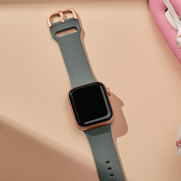 For Apple Watch 42mm Pin Buckle Silicone Watch Band(Olive) - free shipping - PMC TechLife - Order now!