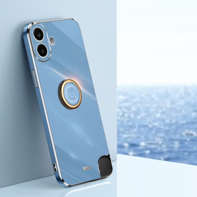 For Nothing CMF Phone 1 XINLI Straight Edge 6D Electroplate TPU Phone Case with Ring Holder(Celestial Blue) - More Brand by XINLI | Online Shopping South Africa | PMC Jewellery | Buy Now Pay Later Mobicred