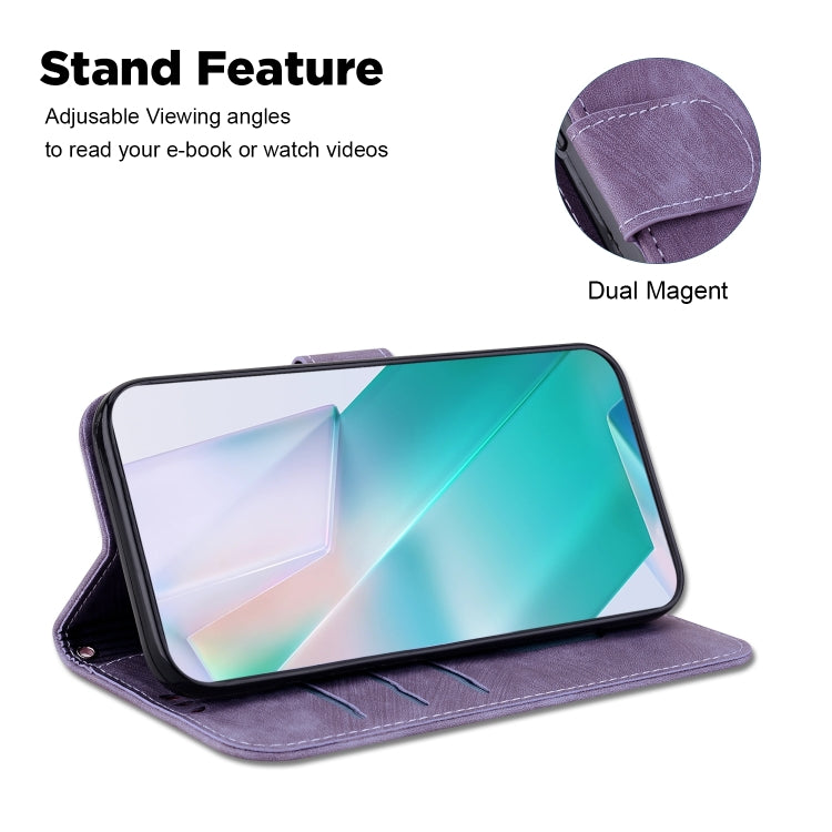 For iPhone 16 Plus Little Tiger Embossed Leather Phone Case(Purple) - free shipping - PMC TechLife - Order now!