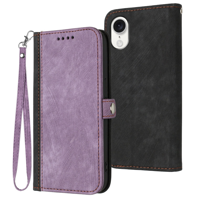 For iPhone SE 2024 Side Buckle Double Fold Hand Strap Leather Phone Case(Purple) - More iPhone Cases by PMC Jewellery | Online Shopping South Africa | PMC Jewellery | Buy Now Pay Later Mobicred