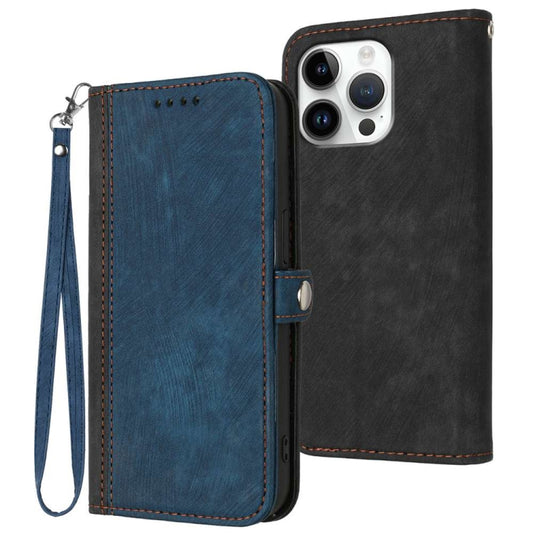 For iPhone 16 Pro Max Side Buckle Double Fold Hand Strap Leather Phone Case(Royal) - iPhone 16 Pro Max Cases by PMC Jewellery | Online Shopping South Africa | PMC Jewellery | Buy Now Pay Later Mobicred