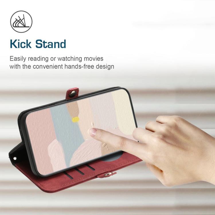 For iPhone 17 Air Side Buckle Double Fold Hand Strap Leather Phone Case(Red) - free shipping - PMc TechLife - Order now!