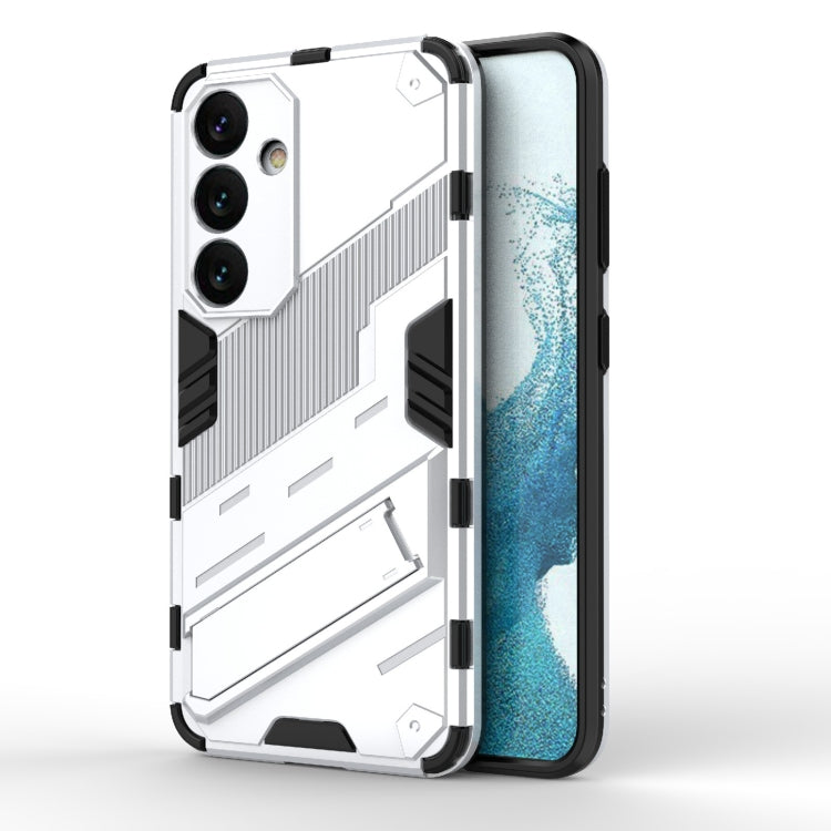 For Samsung Galaxy S24 5G Punk Armor 2 in 1 PC + TPU Shockproof Phone Case with Invisible Holder(White) - Galaxy S24 5G Cases by PMC Jewellery | Online Shopping South Africa | PMC Jewellery