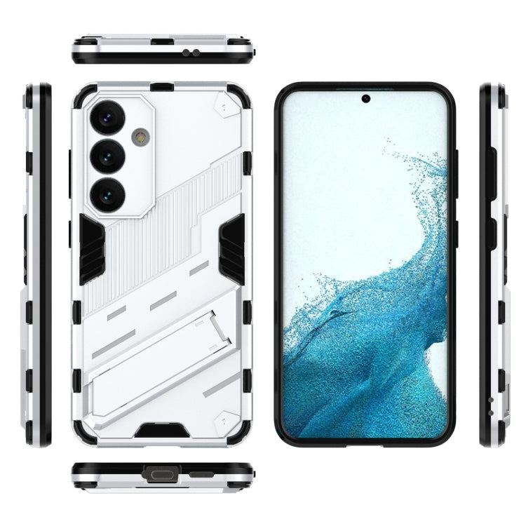 For Samsung Galaxy S24 5G Punk Armor 2 in 1 PC + TPU Shockproof Phone Case with Invisible Holder(White) - Galaxy S24 5G Cases by PMC Jewellery | Online Shopping South Africa | PMC Jewellery