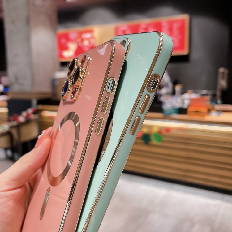 For iPhone 13 Magsafe Plating TPU Phone Case with Lens Film(Light Blue) - iPhone 13 Cases by PMC TechLife | Online Shopping South Africa | PMC TechLife