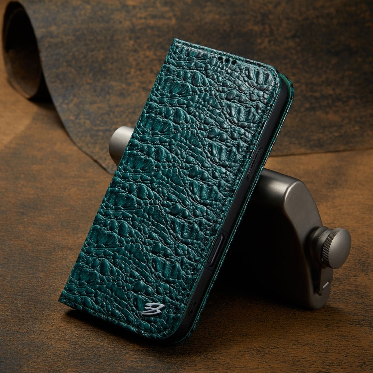 For iPhone 16 Plus Fierre Shann Crocodile Texture Magnetic Genuine Leather Phone Case(Green) - iPhone 16 Plus Cases by FIERRE SHANN | Online Shopping South Africa | PMC Jewellery | Buy Now Pay Later Mobicred