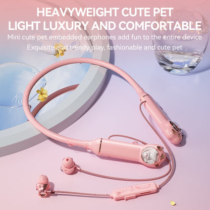 K1692 Meow Planet Neck-mounted Noise Reduction Sports Bluetooth Earphones(Pink) - Neck-mounted Earphone by PMC Jewellery | Online Shopping South Africa | PMC Jewellery | Buy Now Pay Later Mobicred