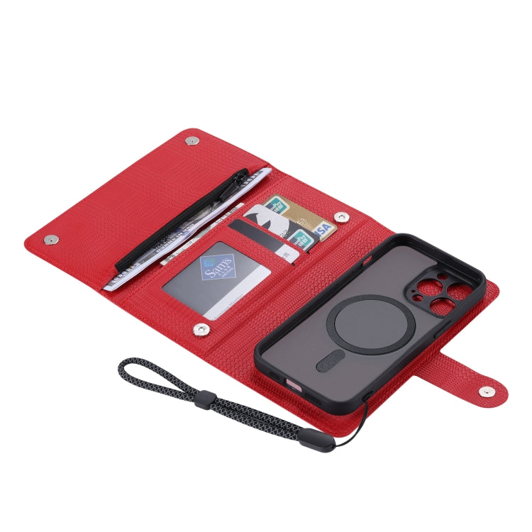 For iPhone 13 ViLi GHB Series MagSafe Magnetic Zipper Leather Phone Case(Red) - iPhone 13 Cases by ViLi | Online Shopping South Africa | PMC Jewellery | Buy Now Pay Later Mobicred