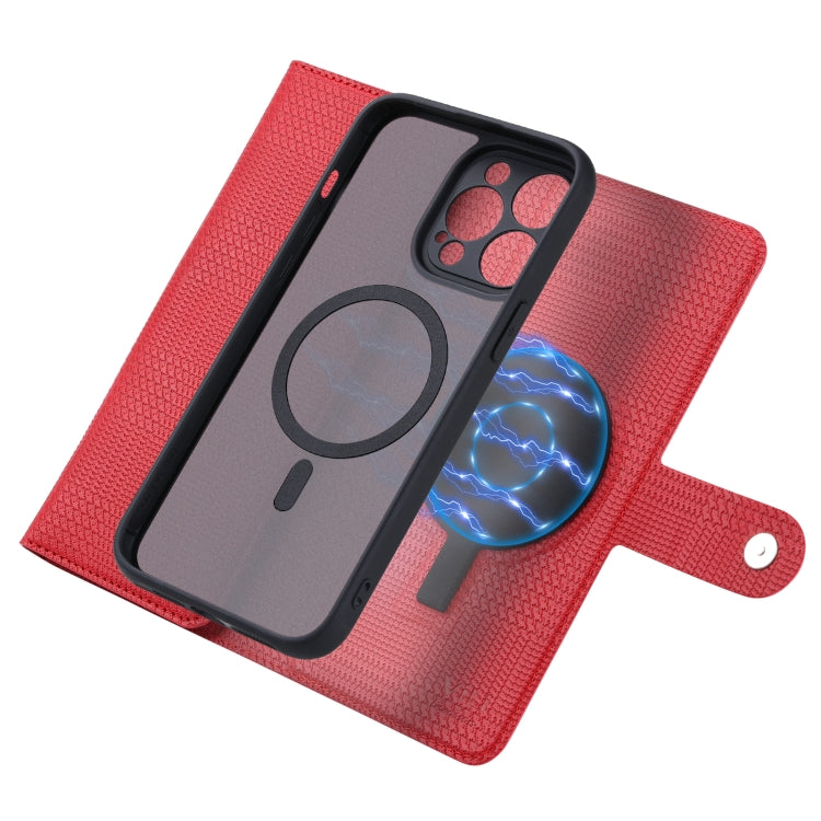 For iPhone 14 Plus ViLi GHB Series MagSafe Magnetic Zipper Leather Phone Case(Red) - iPhone 14 Plus Cases by ViLi | Online Shopping South Africa | PMC Jewellery | Buy Now Pay Later Mobicred